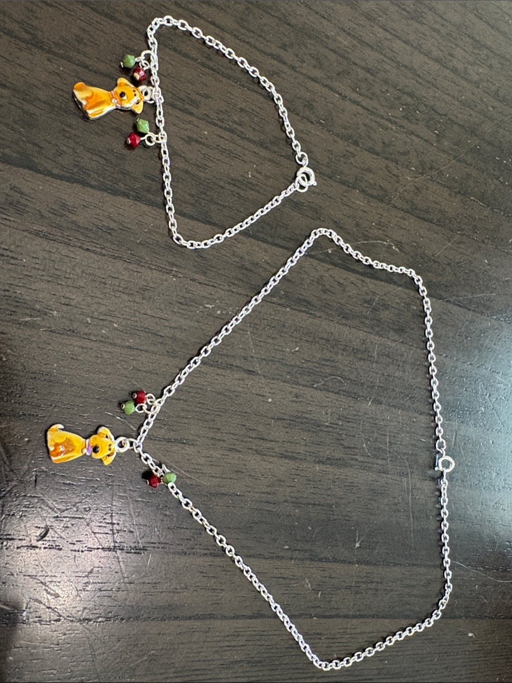 Kids Yellow Puppy Charm Necklace and Bracelet Set - Unbranded